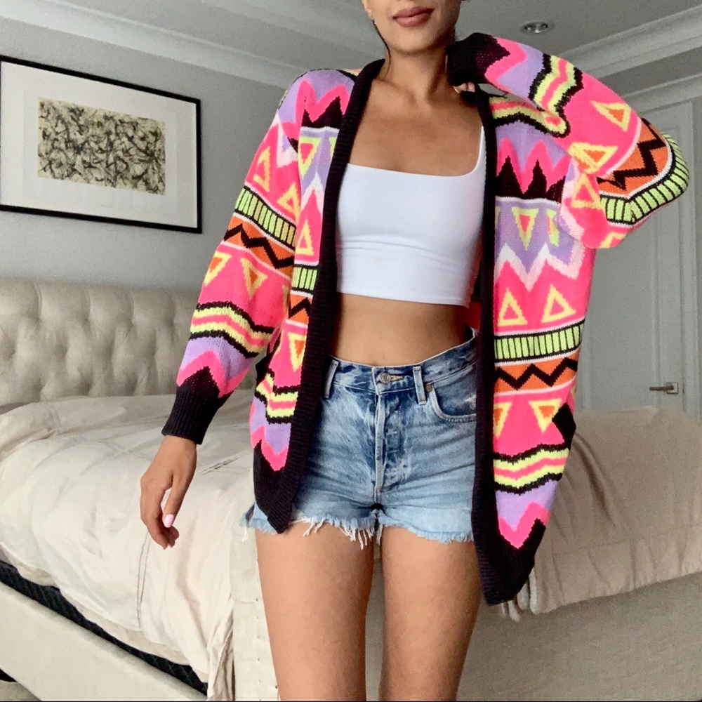 H&M divide oversized neon cardigan